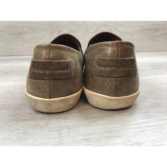 FRYE Men\'s Company Slip On Sneakers Taupe‎ Leather Distressed 9 Casual Shoes main image 4